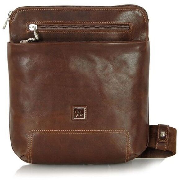 Adpel Maestri Genuine Italian Leather Brown Women's Crossbody - Picture 1 of 11